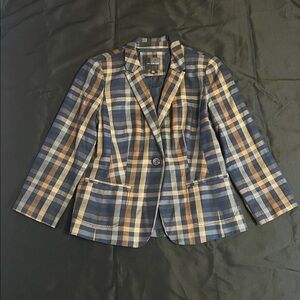 NWOT The Limited Blue and Brown Plaid Blazer
